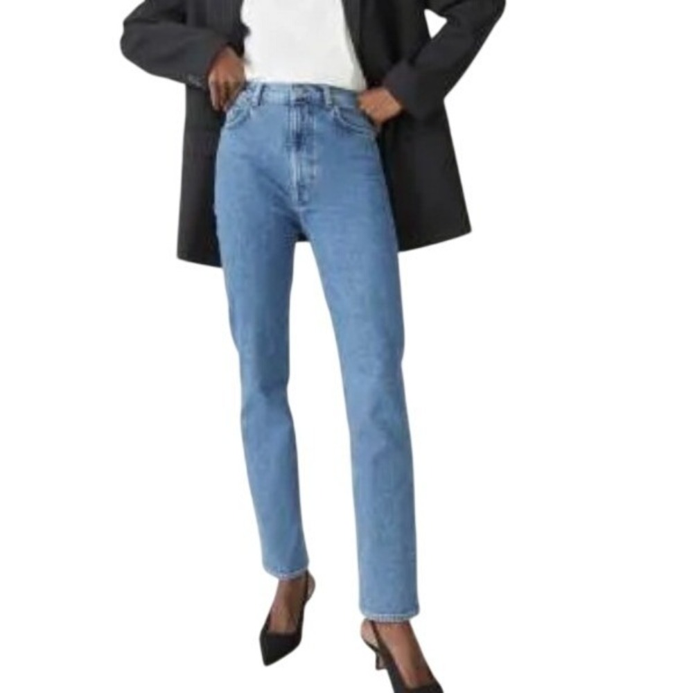 & OTHER STORIES Favourite Cut High Waist Cropped‎ Straight Leg Blue Jeans 28